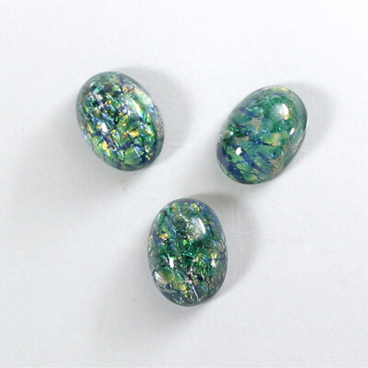 Czech Glass Oval Cabochon 14x10mm GREEN OPAL